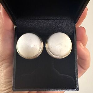 Elegant White and Silver Cufflinks